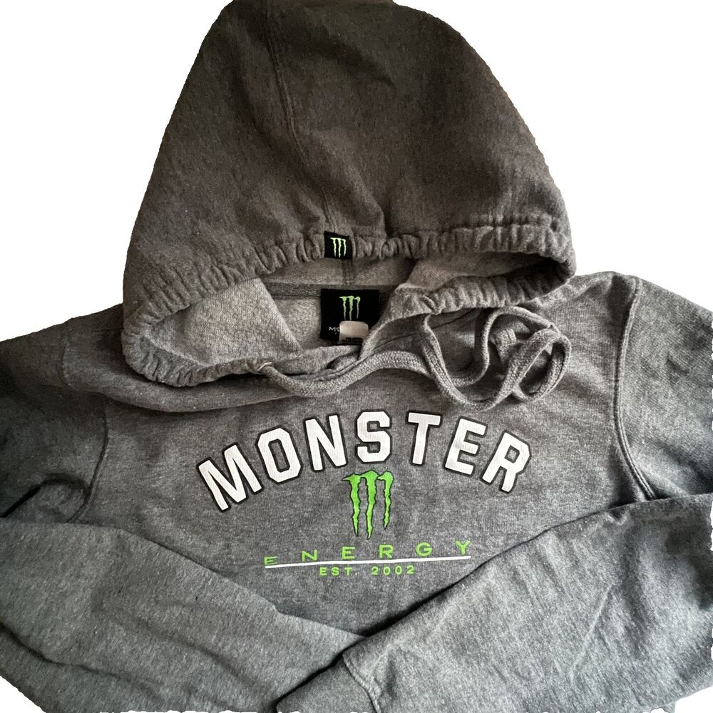 Monster Energy Drink Hoodie Womens S Grey Pullover